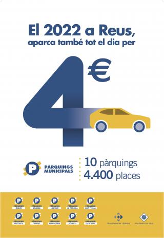 Segueix aparcant aquest 2022 per 4€ diaris a Reus!